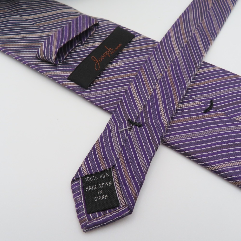 Jos A Bank Tie Silk Purple Striped 3.75" Wide 59" Long - Picture 5 of 6